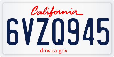 CA license plate 6VZQ945