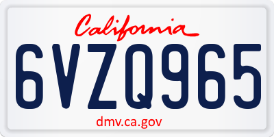 CA license plate 6VZQ965