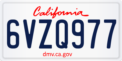 CA license plate 6VZQ977