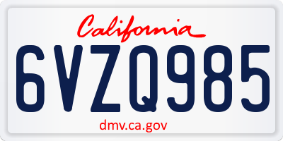 CA license plate 6VZQ985