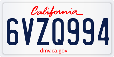 CA license plate 6VZQ994