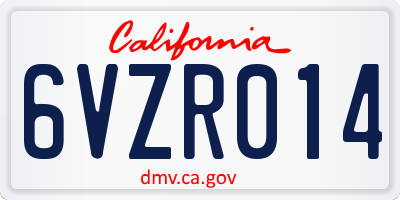 CA license plate 6VZR014