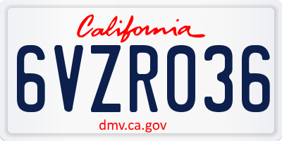 CA license plate 6VZR036