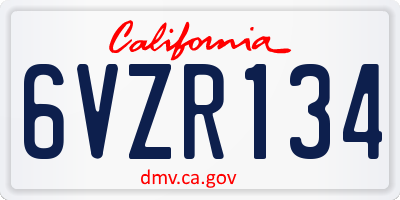 CA license plate 6VZR134