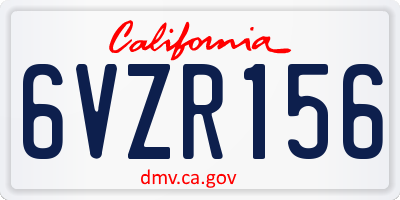 CA license plate 6VZR156