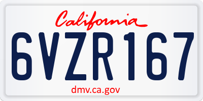 CA license plate 6VZR167