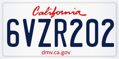 CA license plate 6VZR202