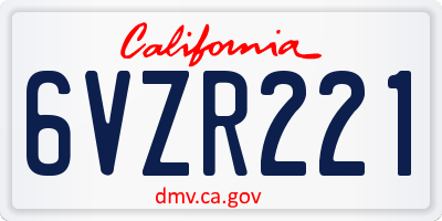CA license plate 6VZR221