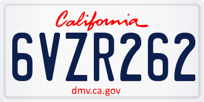 CA license plate 6VZR262