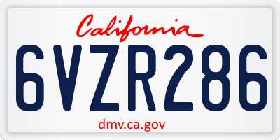 CA license plate 6VZR286