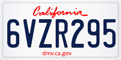 CA license plate 6VZR295