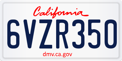 CA license plate 6VZR350