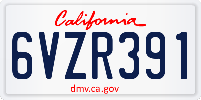 CA license plate 6VZR391