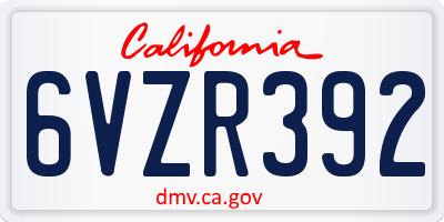 CA license plate 6VZR392