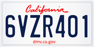 CA license plate 6VZR401