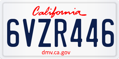 CA license plate 6VZR446