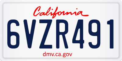 CA license plate 6VZR491