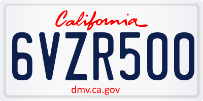 CA license plate 6VZR500