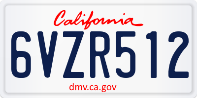 CA license plate 6VZR512