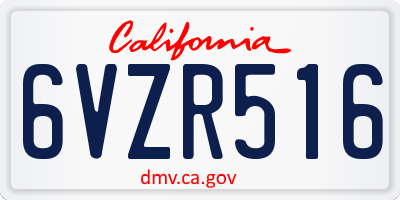CA license plate 6VZR516