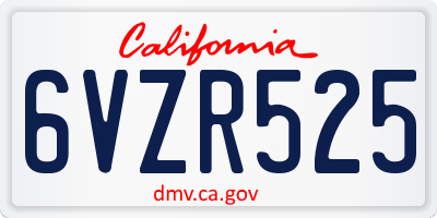 CA license plate 6VZR525
