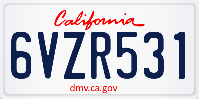 CA license plate 6VZR531