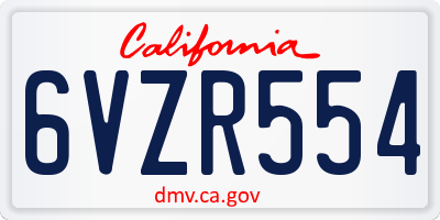 CA license plate 6VZR554