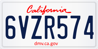 CA license plate 6VZR574