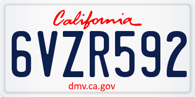 CA license plate 6VZR592