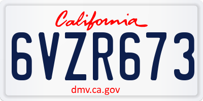 CA license plate 6VZR673