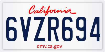 CA license plate 6VZR694