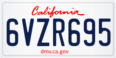 CA license plate 6VZR695