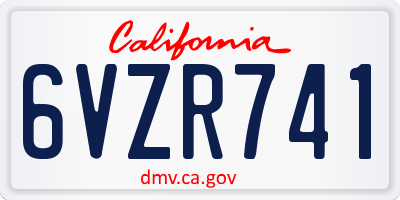 CA license plate 6VZR741