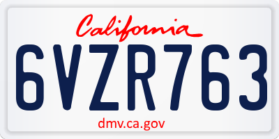CA license plate 6VZR763