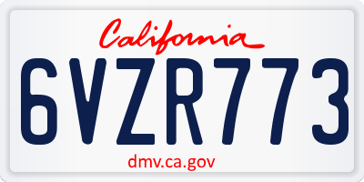 CA license plate 6VZR773