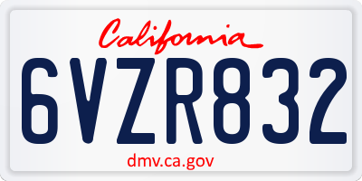CA license plate 6VZR832