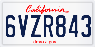 CA license plate 6VZR843