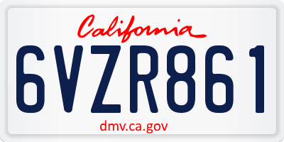 CA license plate 6VZR861