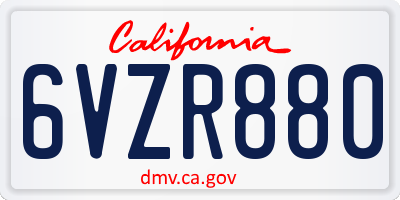 CA license plate 6VZR880