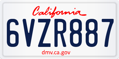 CA license plate 6VZR887