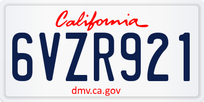 CA license plate 6VZR921