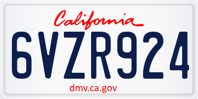CA license plate 6VZR924
