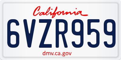 CA license plate 6VZR959