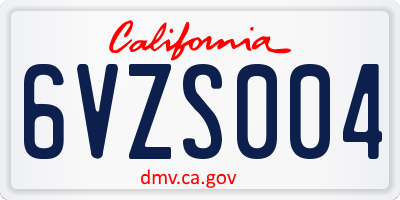 CA license plate 6VZS004