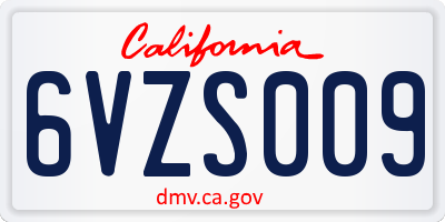 CA license plate 6VZS009