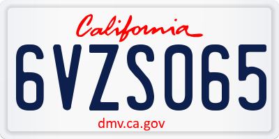 CA license plate 6VZS065