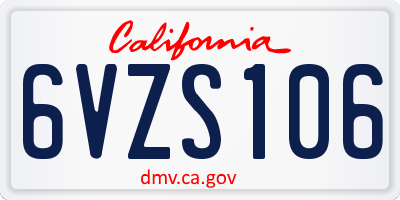 CA license plate 6VZS106