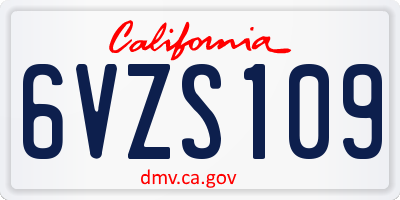 CA license plate 6VZS109