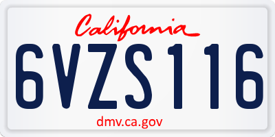 CA license plate 6VZS116