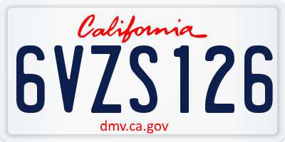 CA license plate 6VZS126